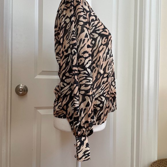 Tiger-print Silk-chiffon Wrap Blouse from FLEUR DU MAL - Picture 5 of 10